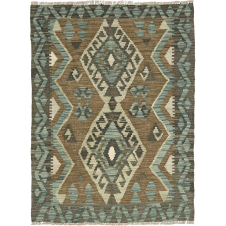 Tappeto Kilim Afghanistan Geometrico Marrone Beige Celeste G