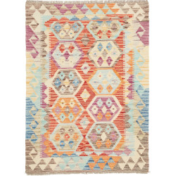 Tappeto Kilim Afghanistan Astratto Terracotta Arancione Blu