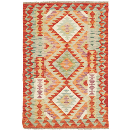 Tappeto Kilim Afghanistan Astratto Arancione Terracotta Verd
