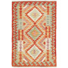 Tappeto Kilim Afghanistan Astratto Arancione Terracotta Verd
