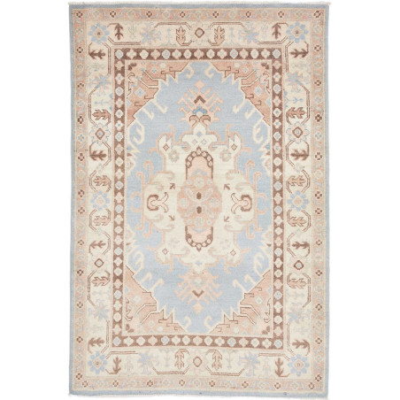 Tappeto Kazak Afghanistan Medaglione Azzurro Beige 103x157 C