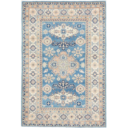 Tappeto Kazak Afghanistan Geometrico Blu Azzurro Beige 118x1