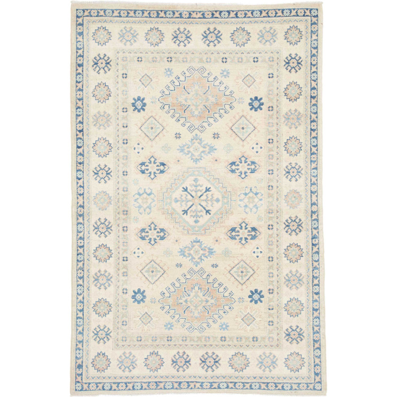 Tappeto Kazak Afghanistan Geometrico Beige Blu 117x178 Cm