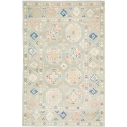 Tappeto Kazak Afghanistan Geometrico Verde Salvia Pesca 103x
