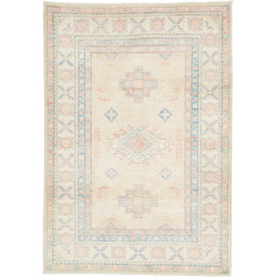 Tappeto Kazak Afghanistan Geometrico Crema Blu Pastello 104x