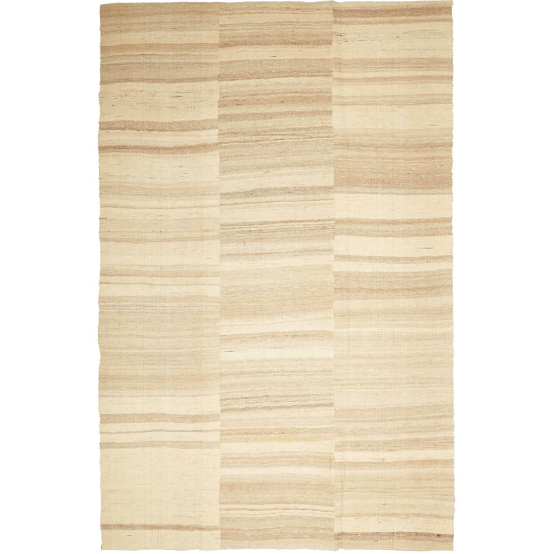 Tappeto Kilim Kavir Persia A Righe Crema Beige 196x303 Cm
