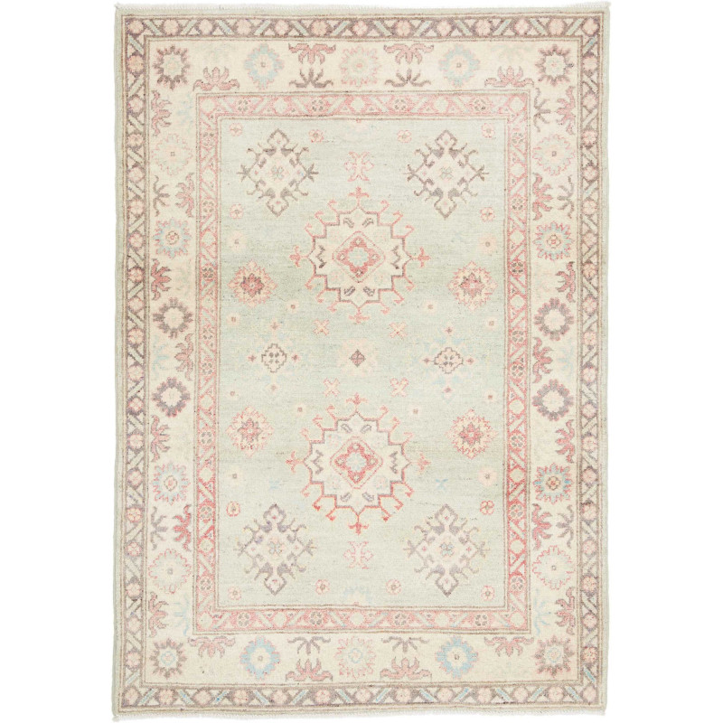 Tappeto Kazak Afghanistan Geometrico Verde Menta Beige 105x1