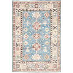 Tappeto Kazak Afghanistan Geometrico Azzurro Blu Beige 103x1