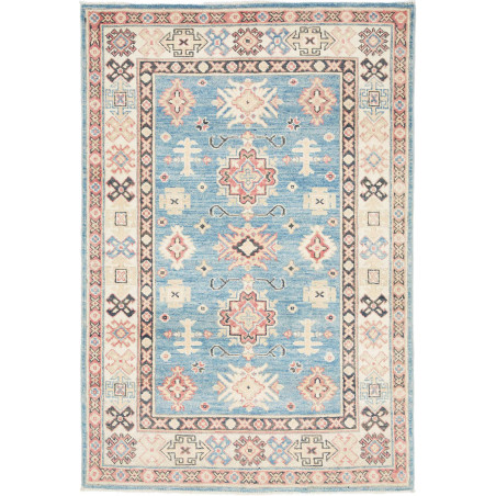 Tappeto Kazak Afghanistan Geometrico Azzurro Blu Beige 103x1