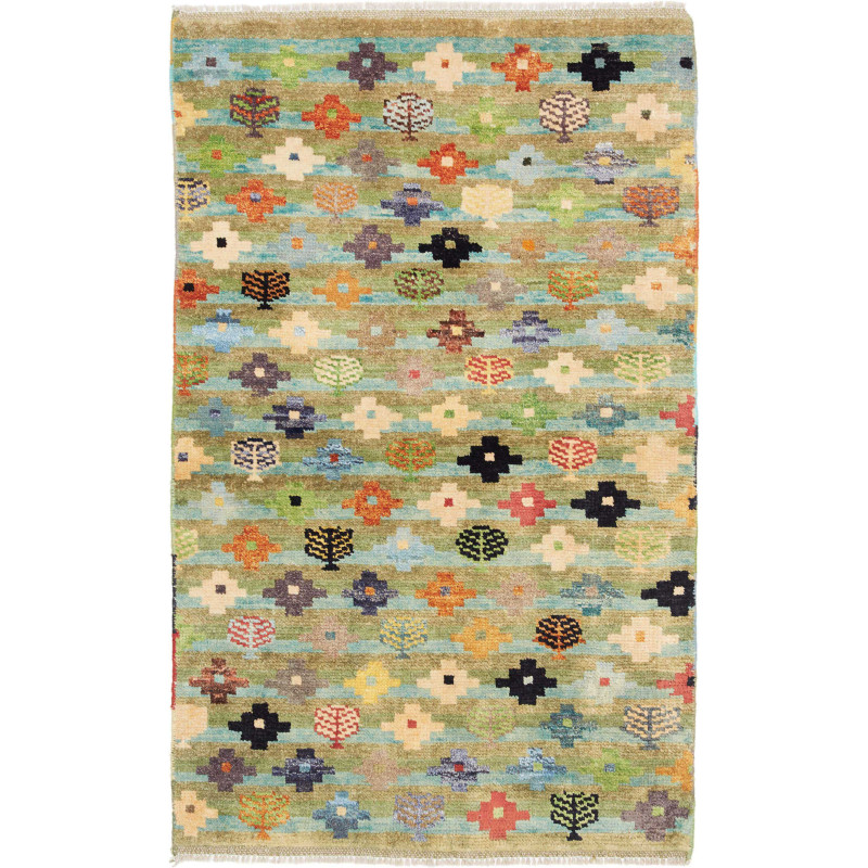 Tappeto Gabbeh Marrakech Pakistan Astratto Verde Acqua Multi