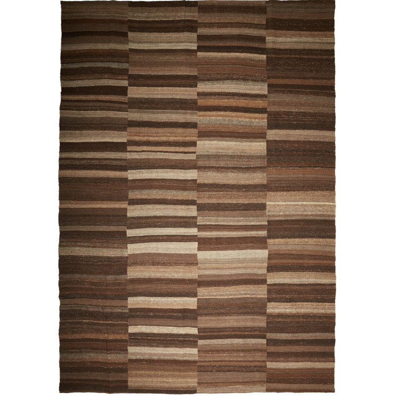 Tappeto Kilim Kavir Persia Astratto Marrone Beige 278x398 Cm