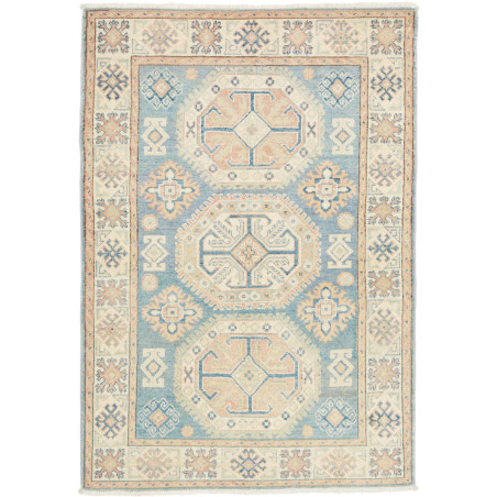 Tappeto Kazak Afghanistan Astratto Blu Chiaro Azzurro Beige