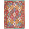 Tappeto Kilim Afghanistan Geometrico Rosso Terracotta Giallo