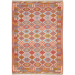 Tappeto Kilim Afghanistan Tribale Terracotta Blu Crema Verde