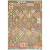 Tappeto Kilim Afghanistan Astratto Verde Acqua Rosa Rosso Gi