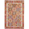 Tappeto Kilim Afghanistan Geometrico Rosso Arancio Blu Verde