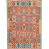 Tappeto Kilim Afghanistan Astratto Rosso Terracotta Blu Gial