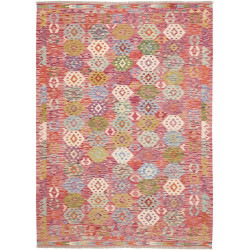 Tappeto Kilim Afghanistan Astratto Rosa Multicolore 180x247
