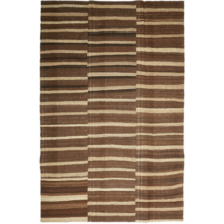 Tappeto Kilim Kavir Persia Geometrico Marrone Beige 197x302