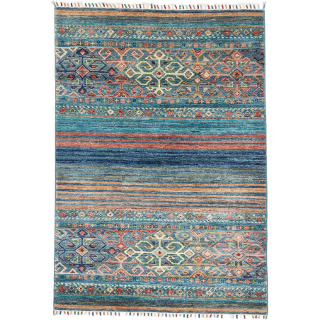 Tappeto Rubin Pakistan Geometrico Blu Arancio 102x147 Cm