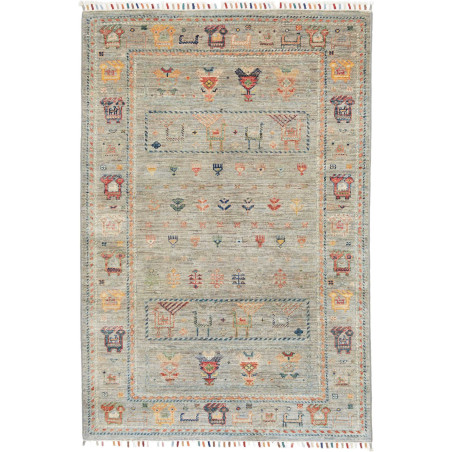 Tappeto Rubin Pakistan Astratto Verde Salvia Multicolore 100x150 Cm