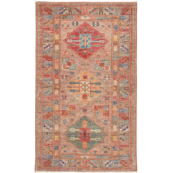 Tappeto Kazak Fine Pakistan Geometrico Marrone Terracotta Rosso 85x142 Cm