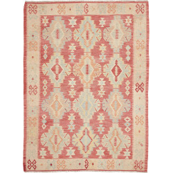 Tappeto Kilim Afghanistan Geometrico Rosso Terracotta Beige 178x240 Cm