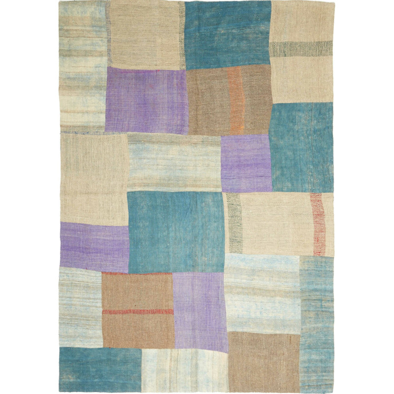Tappeto Patch Persia Geometrico Beige Azzurro 170x237 Cm