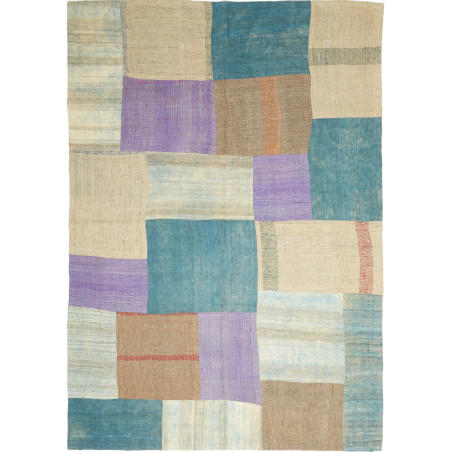 Tappeto Patch Persia Geometrico Beige Azzurro 170x237 Cm