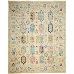 Tappeto Tribal Pakistan Astratto Beige Azzurro 244x311 Cm