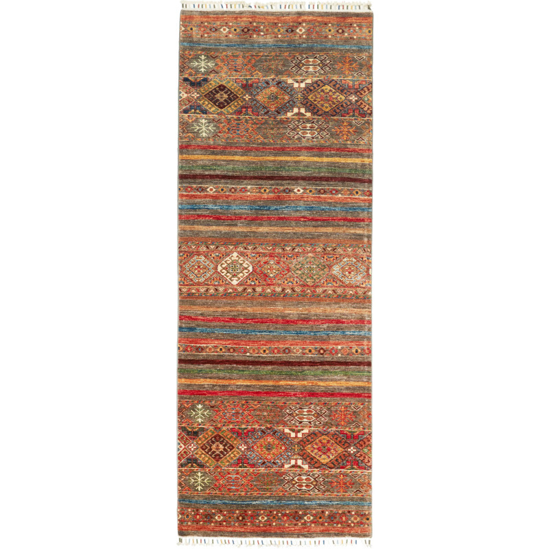 Tappeto Samarkand Pakistan Geometrico Terre Blu 83x239 Cm