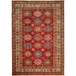 Tappeto Kazak Fine Pakistan Geometrico Rosso Blu 188x264 Cm