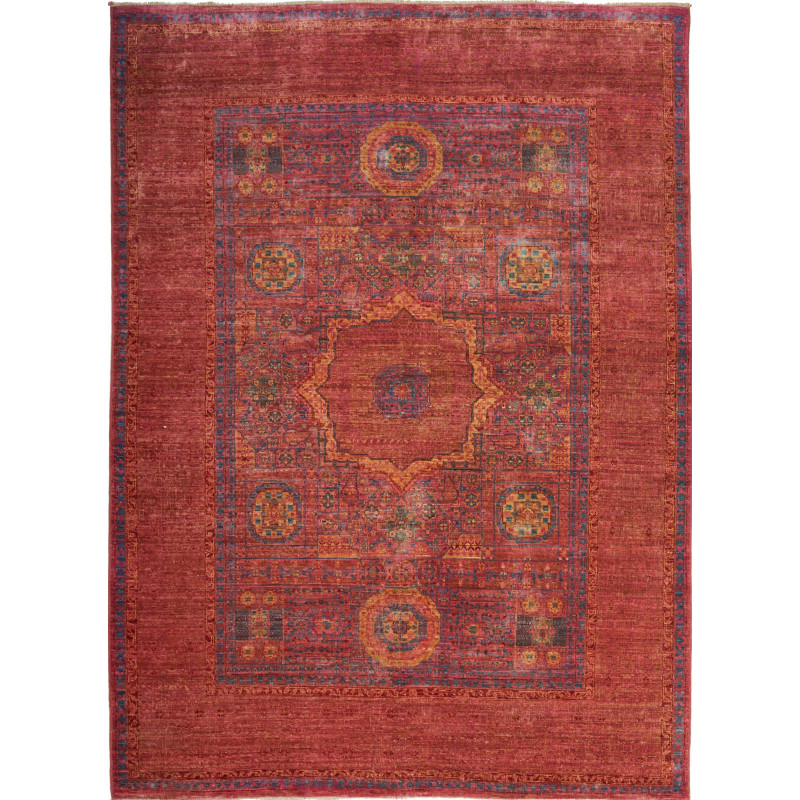 Tappeto Mamlouk Pakistan Medaglione Rosso Blu 146x204 Cm