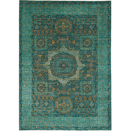 Tappeto Mamlouk Pakistan Geometrico Turchese Verde Smeraldo