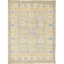 Tappeto Kazak Afghanistan Astratto Grigio Crema 150x196 Cm