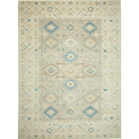 Tappeto Kazak Fine Pakistan Geometrico Beige Azzurro 269x367