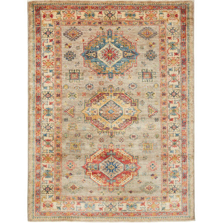 Tappeto Kazak Fine Pakistan Astratto Beige Rosso 150x203 Cm