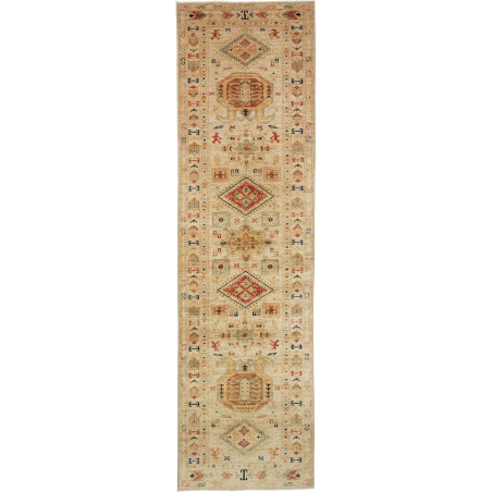 Tappeto Kazak Fine Pakistan Geometrico Beige Rosso 81x305 Cm