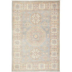 Tappeto Kazak Afghanistan Geometrico Azzurro Grigio Crema 11