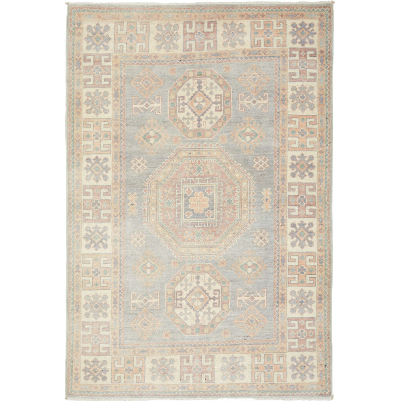 Tappeto Kazak Afghanistan Geometrico Azzurro Grigio Crema 11
