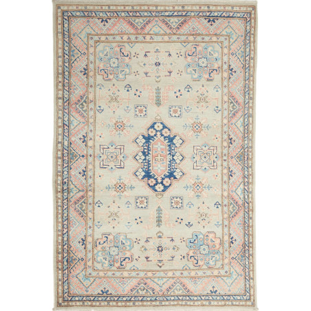 Tappeto Kazak Afghanistan Geometrico Verde Acqua Rosa 118x17