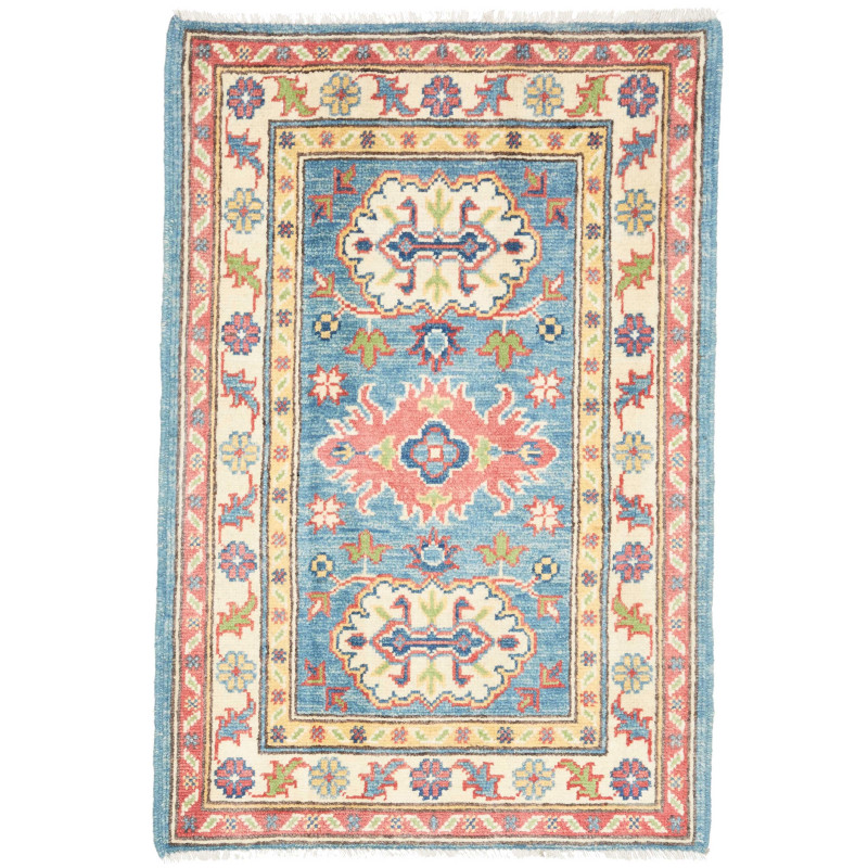 Rug Kazak Co 61x91 Cerulean Blue Cream