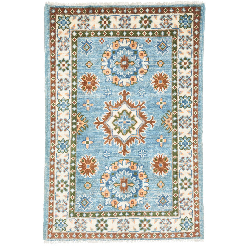 Rug Kazak Co 64x92 Sky Blue And Terracotta