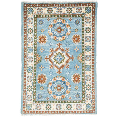 Rug Kazak Co 64x92 Sky Blue And Terracotta