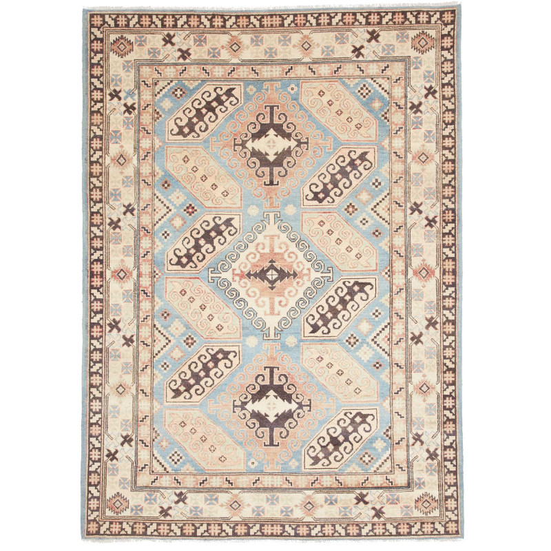 Rug Kazak Co 153x214 Sky Blue Beige And Terraco