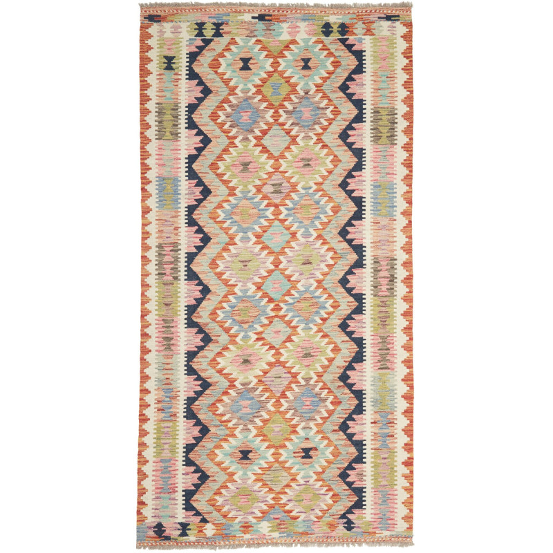 Tappeto Kilim Afghanistan Geometrico Multicolore Arancione 1