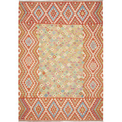 Tappeto Kilim Afghanistan Geometrico Verde Arancio 204x294 C