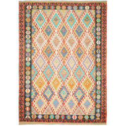 Tappeto Kilim Afghanistan Geometrico Multicolore Terracotta