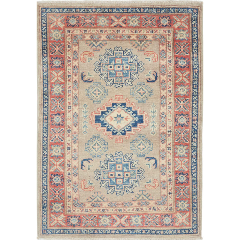 Tappeto Kazak Afghanistan Geometrico Beige Corallo 82x116 Cm