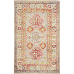 Tappeto Kazak Afghanistan Astratto Beige Rosso 83x125 Cm